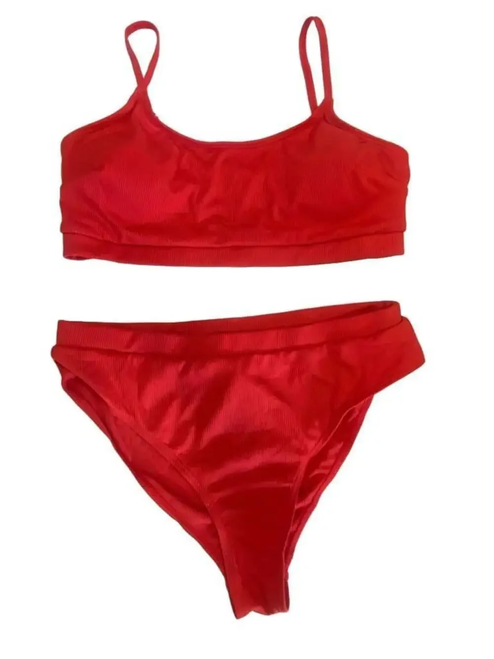 CUPSHE Ribbed Red Bikini Set Size Large NWT size large